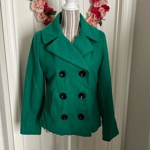 MERONA Green Wool Double breast pocket long sleeve jacket size small NWOT